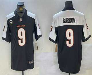 Men%27s Cincinnati Bengals #9 Joe Burrow Black Thanksgiving FUSE Vapor Limited Stitched Jersey